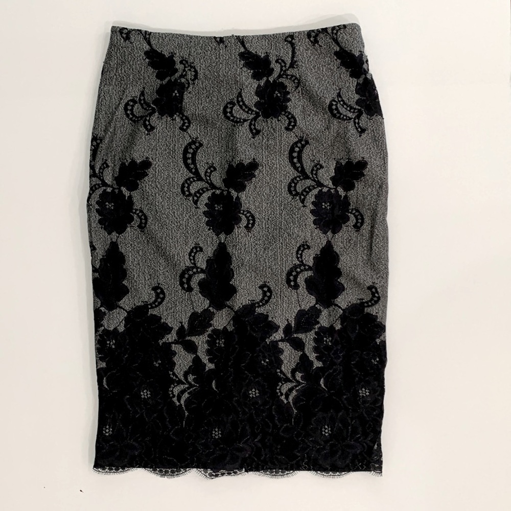 New York & Company gray and black skirt with lace details. Size M like New
